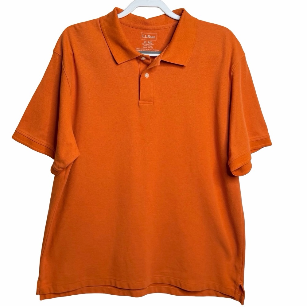 L.L.Bean 100% Cotton Short Sleeve Polo Shirt‎ Burnt Orange Men's Sz XL